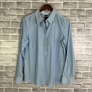 Talbots Blue and White Striped Button Down Shirt